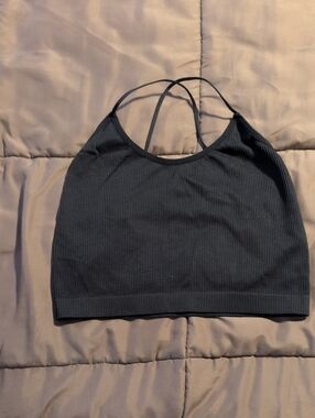 Colsie Black Ribbed Cropped Tank Top